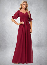 Load image into Gallery viewer, Helga A-line V-Neck Floor-Length Chiffon Bridesmaid Dress XXBP0022608
