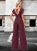 Load image into Gallery viewer, Sibyl Jumpsuit/Pantsuit Scoop Floor-Length Chiffon Bridesmaid Dress With Ruffle XXBP0022610
