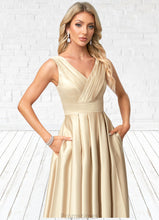 Load image into Gallery viewer, Paloma A-line V-Neck Floor-Length Satin Bridesmaid Dress XXBP0022612