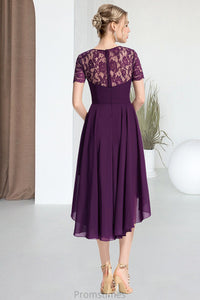 Renata A-line Scoop Asymmetrical Chiffon Lace Homecoming Dress XXBP0020587