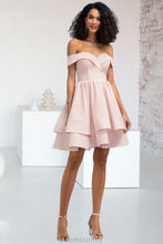 Load image into Gallery viewer, Naomi A-line Short/Mini Stretch Crepe Homecoming Dress With Cascading Ruffles XXBP0020540