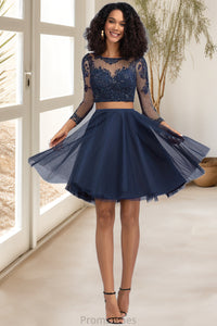 Luna A-line Scoop Short/Mini Tulle Homecoming Dress XXBP0020573