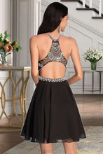 Load image into Gallery viewer, Ariella A-line Scoop Short/Mini Chiffon Homecoming Dress With Beading Sequins XXBP0020559