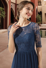 Load image into Gallery viewer, Amelia A-line Scoop Knee-Length Chiffon Lace Homecoming Dress With Ruffle XXBP0020531