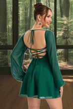 Load image into Gallery viewer, Julia A-line Square Short/Mini Chiffon Homecoming Dress XXBP0020465