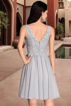 Load image into Gallery viewer, Destinee A-line V-Neck Short/Mini Chiffon Lace Homecoming Dress With Sequins XXBP0020557