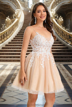 Load image into Gallery viewer, Brielle A-line V-Neck Short/Mini Lace Tulle Homecoming Dress XXBP0020469