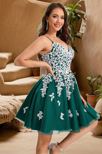 Mariela A-line V-Neck Short/Mini Lace Tulle Homecoming Dress XXBP0020468