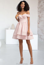 Load image into Gallery viewer, Naomi A-line Short/Mini Stretch Crepe Homecoming Dress With Cascading Ruffles XXBP0020540