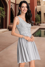 Load image into Gallery viewer, Destinee A-line V-Neck Short/Mini Chiffon Lace Homecoming Dress With Sequins XXBP0020557