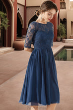 Load image into Gallery viewer, Amelia A-line Scoop Knee-Length Chiffon Lace Homecoming Dress With Ruffle XXBP0020531