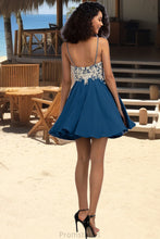 Load image into Gallery viewer, Isabell A-line V-Neck Short/Mini Chiffon Lace Homecoming Dress With Beading XXBP0020572