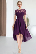 Load image into Gallery viewer, Renata A-line Scoop Asymmetrical Chiffon Lace Homecoming Dress XXBP0020587