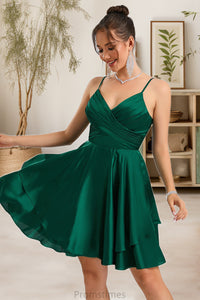 Roberta A-line V-Neck Short/Mini Silky Satin Homecoming Dress XXBP0020463