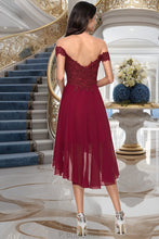 Load image into Gallery viewer, Zara A-line Off the Shoulder Asymmetrical Chiffon Homecoming Dress With Beading XXBP0020582