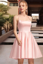 Load image into Gallery viewer, Diya A-line Square Short/Mini Satin Homecoming Dress XXBP0020544