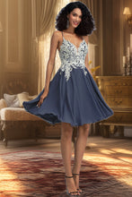 Load image into Gallery viewer, Riley A-line V-Neck Short/Mini Chiffon Homecoming Dress With Beading Sequins XXBP0020564