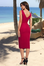 Load image into Gallery viewer, Stella Bodycon V-Neck Knee-Length Stretch Crepe Homecoming Dress With Ruffle XXBP0020522