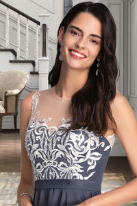 Cara A-line Scoop Short/Mini Chiffon Lace Homecoming Dress XXBP0020558