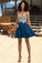 Isabell A-line V-Neck Short/Mini Chiffon Lace Homecoming Dress With Beading XXBP0020572