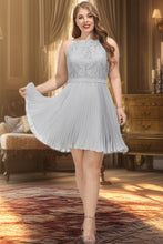 Load image into Gallery viewer, Asia A-line Scoop Knee-Length Chiffon Lace Homecoming Dress With Pleated XXBP0020585