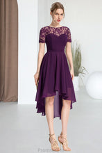 Load image into Gallery viewer, Renata A-line Scoop Asymmetrical Chiffon Lace Homecoming Dress XXBP0020587