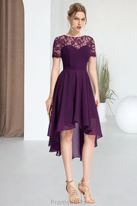 Renata A-line Scoop Asymmetrical Chiffon Lace Homecoming Dress XXBP0020587