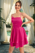Load image into Gallery viewer, Victoria A-line Asymmetrical Short/Mini Silky Satin Homecoming Dress XXBP0020481