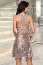 Load image into Gallery viewer, Mckenzie A-line Scoop Short/Mini Sequin Homecoming Dress With Sequins XXBP0020584
