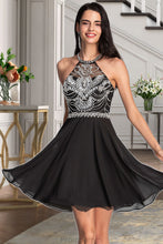 Load image into Gallery viewer, Ariella A-line Scoop Short/Mini Chiffon Homecoming Dress With Beading Sequins XXBP0020559