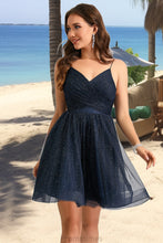 Load image into Gallery viewer, Kayla A-line V-Neck Short/Mini Tulle Homecoming Dress With Pleated XXBP0020471