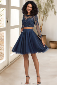 Luna A-line Scoop Short/Mini Tulle Homecoming Dress XXBP0020573