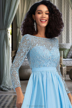 Load image into Gallery viewer, Luna A-line Scoop Short/Mini Chiffon Lace Homecoming Dress XXBP0020577