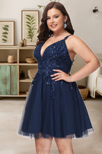 Load image into Gallery viewer, Leia A-line V-Neck Short/Mini Tulle Homecoming Dress With Sequins XXBP0020548