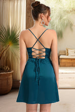Load image into Gallery viewer, Claire A-line Cowl Short/Mini Silky Satin Homecoming Dress XXBP0020477