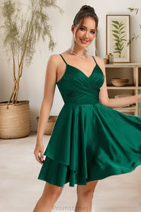 Roberta A-line V-Neck Short/Mini Silky Satin Homecoming Dress XXBP0020463