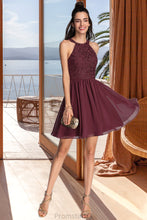 Load image into Gallery viewer, Alula A-line Scoop Short/Mini Chiffon Lace Homecoming Dress XXBP0020555