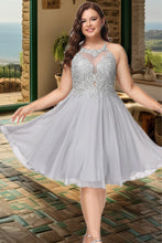 Load image into Gallery viewer, Jane A-line Scoop Knee-Length Chiffon Lace Homecoming Dress With Sequins XXBP0020571