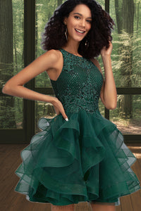 Marian Ball-Gown/Princess Scoop Short/Mini Lace Tulle Homecoming Dress With Sequins XXBP0020537