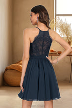 Load image into Gallery viewer, Ellie A-line V-Neck Short/Mini Chiffon Lace Homecoming Dress XXBP0020502