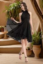 Load image into Gallery viewer, Isla A-line Scoop Asymmetrical Chiffon Homecoming Dress With Pleated XXBP0020513