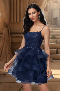 Brianna Ball-Gown/Princess Scoop Short/Mini Lace Tulle Homecoming Dress With Sequins XXBP0020510