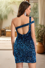 Load image into Gallery viewer, Mila Sheath/Column One Shoulder Short/Mini Sequin Homecoming Dress With Sequins XXBP0020487