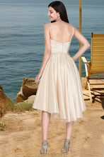 Load image into Gallery viewer, Maggie A-line Scoop Asymmetrical Lace Taffeta Tulle Homecoming Dress XXBP0020592