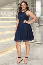 Load image into Gallery viewer, Penelope A-line Scoop Short/Mini Lace Tulle Homecoming Dress With Beading XXBP0020560
