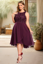Load image into Gallery viewer, Miah A-line Scoop Asymmetrical Chiffon Lace Homecoming Dress With Sequins XXBP0020516