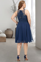 Load image into Gallery viewer, Madeline A-line Scoop Knee-Length Chiffon Lace Homecoming Dress With Beading XXBP0020515