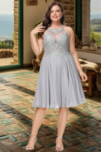 Load image into Gallery viewer, Jane A-line Scoop Knee-Length Chiffon Lace Homecoming Dress With Sequins XXBP0020571