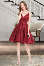 Load image into Gallery viewer, Philippa A-line V-Neck Short/Mini Satin Homecoming Dress XXBP0020542