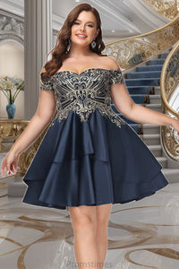 Arianna A-line Off the Shoulder Short/Mini Satin Homecoming Dress XXBP0020562